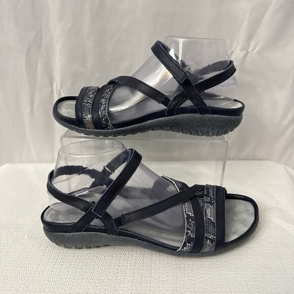 Naot Toi Sandals Womens Size 10 Navy Blue Strappy Silver Metallic - Picture 8 of 10